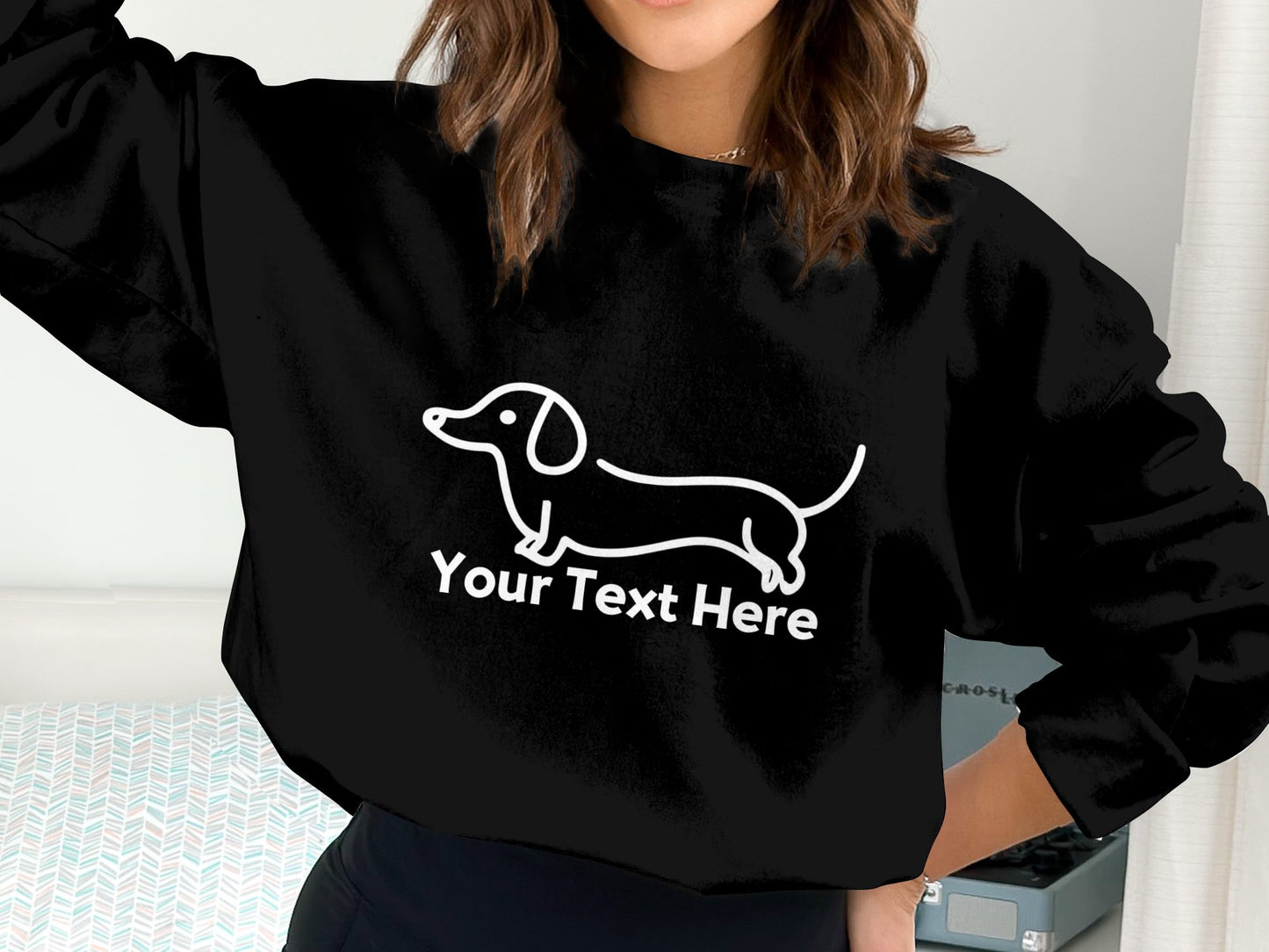 Personalised Dachshund Line Drawing - Crewneck Sweatshirt