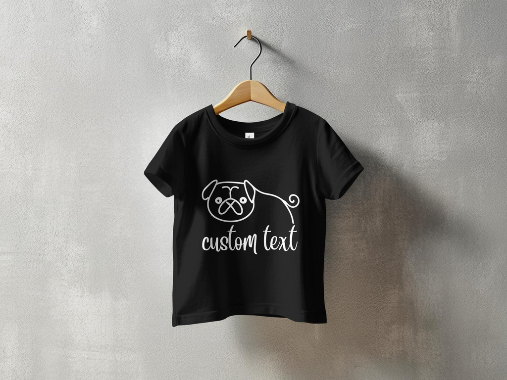 Personalised Pug Line Drawing - Babies T-shirt