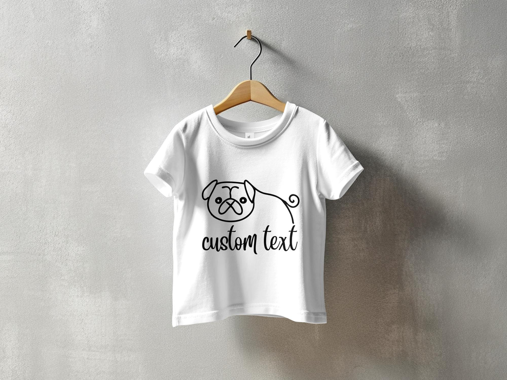 Personalised Pug Line Drawing - Babies T-shirt