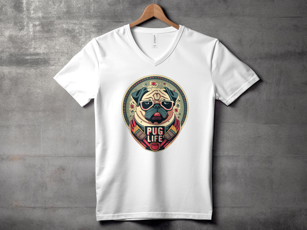 Pug Life Womens V-Neck T-shirt